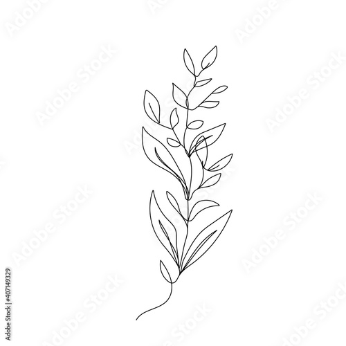 Flower One Line Drawing. Continuous Line of Simple Flower Illustration. Abstract Contemporary Botanical Design Template for Minimalist Covers, t-Shirt Print, Postcard, Banner etc. Vector EPS 10.