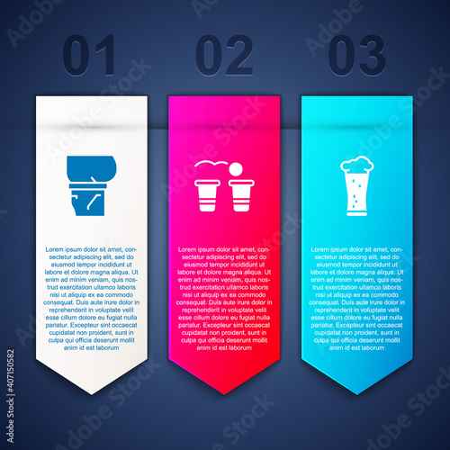 Set Beer belly, pong game and Glass of beer. Business infographic template. Vector.