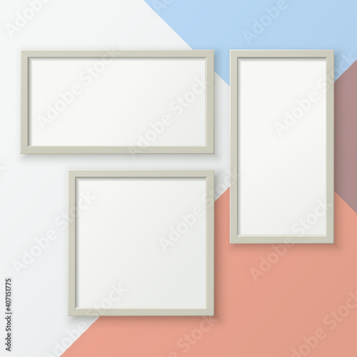 A set of realistic photo frames for placing images. Template for a poster, banner, or ad.
