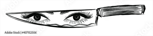illustration of black and white eye blade knife vintage icon vector