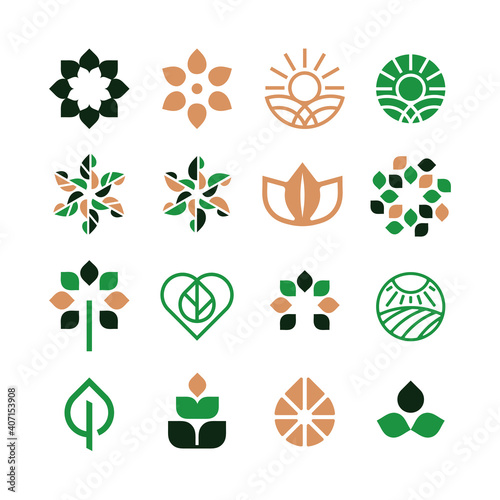 Modern professional seed icons set in eco style