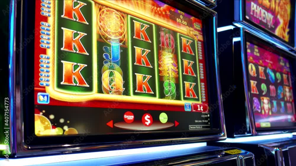 Close up woman playing slot machine inside Hard Rock Casino with 4k resolution