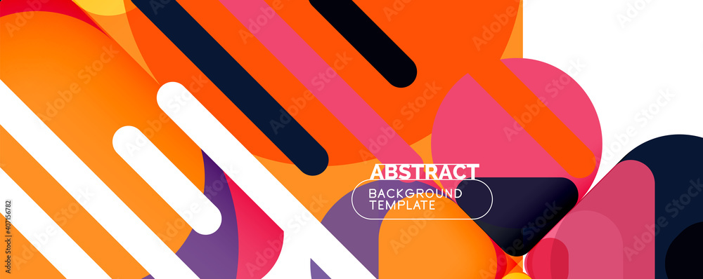 Modern geometric round shapes and dynamic lines, abstract background. Vector illustration for placards, brochures, posters and banners