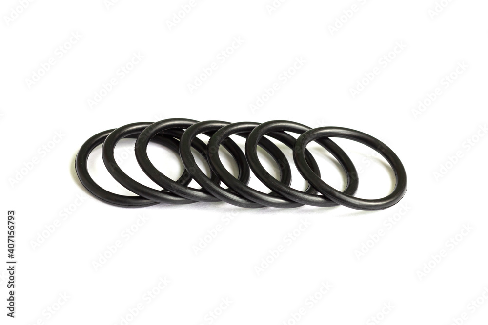 A set of rubber sealing gaskets. Rubber rings for creating tight connections in the automotive, marine and aviation industries. A set of rubber sealing gaskets. Rubber rings for creating tight connections in the automotive, marine and aviation industries.
