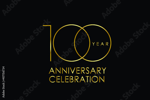 100 year anniversary red ribbon celebration logotype. anniversary logo with Red text and Spark light gold color isolated on black background, design for celebration, invitation - vector