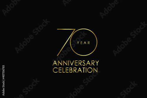 70 year anniversary red ribbon celebration logotype. anniversary logo with Red text and Spark light gold color isolated on black background, design for celebration, invitation - vector