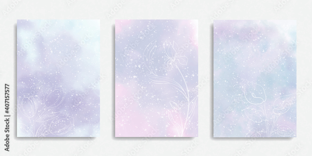 Set of Pastel Watercolor Background