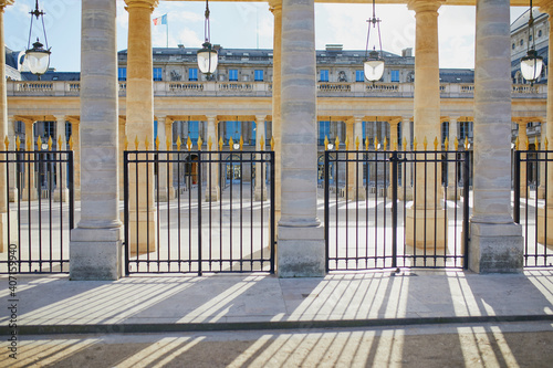 Courtyard of Palais Royale in Paris, France on a sunny day