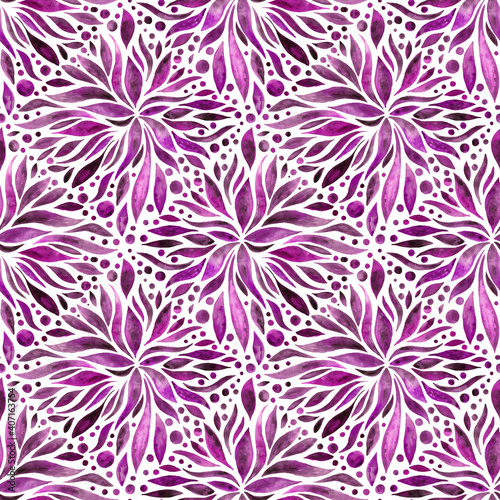 Seamless watercolor pattern of flowers in lilac tones. Hand drawn watercolor pattern. Suitable for invitations, wrapping paper, textiles, fabric, packaging