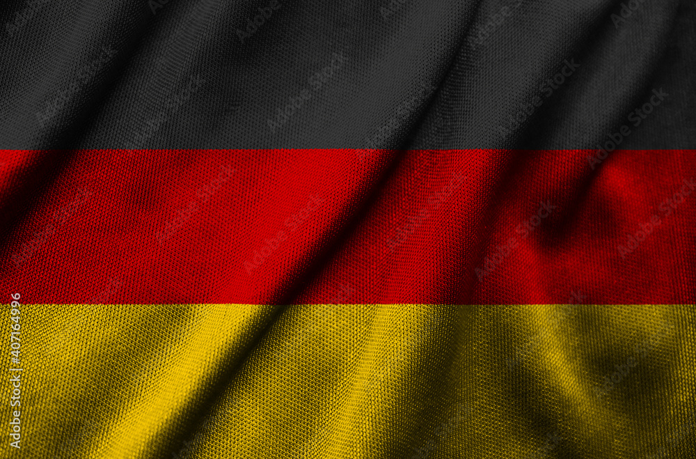 The national flag of Germany on fabric texture background. Flag image for design on flyers, advertising. 3D-Illustration. 3D-rendering The national flag of Germany on fabric texture background. Flag image for design on flyers, advertising. 3D-Illustration. 3D-rendering