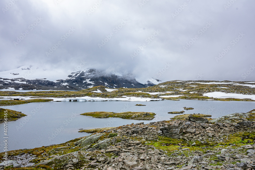 plateau with snow patches in autumn in norway (Sognefjellsveien) plateau with snow patches in autumn in norway (Sognefjellsveien)