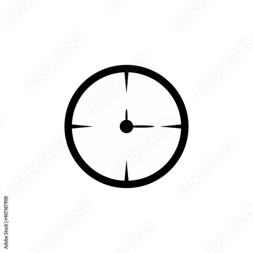 Simple clock symbol or icon in black