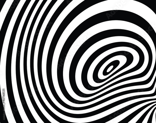  Wave design black and white. Digital image with a psychedelic stripes. Argent base for website  print  basis for banners  wallpapers  business cards  brochure  banner. Line art optical 