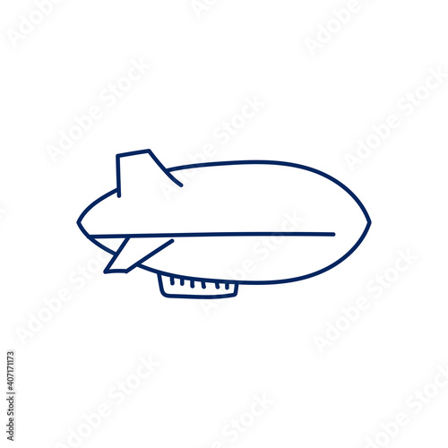 zeppelin balloon doodle sketch style icon. isolated on white background simple ink hand drawn Vector illustration