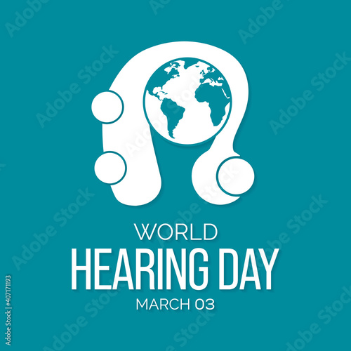 World Hearing Day is a campaign held each year on March 3rd to raise awareness on how to prevent deafness and hearing loss and promote ear and hearing care across the world. Vector illustration.