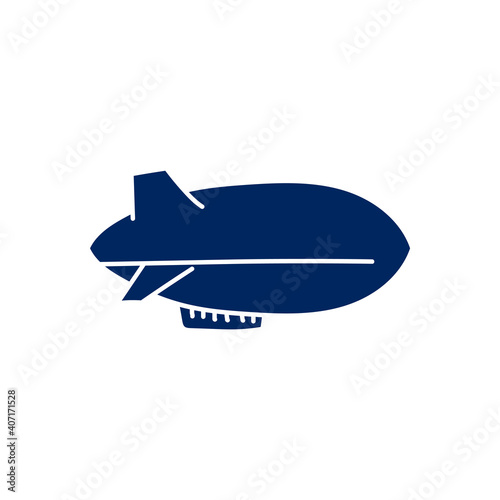 zeppelin balloon silhouette doodle icon on white background. simple ink hand drawn Vector illustration