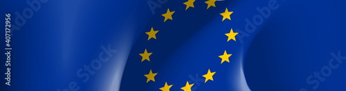 illustration festive banner with state flag of The European Union. Card with flag and coat of arms Happy European Union Day 2021 picture banner of foundation day