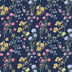 Wandcirkels Bloemen patronen Tedere lentebloemen aquarel patroon  © Zenina-Lembrik