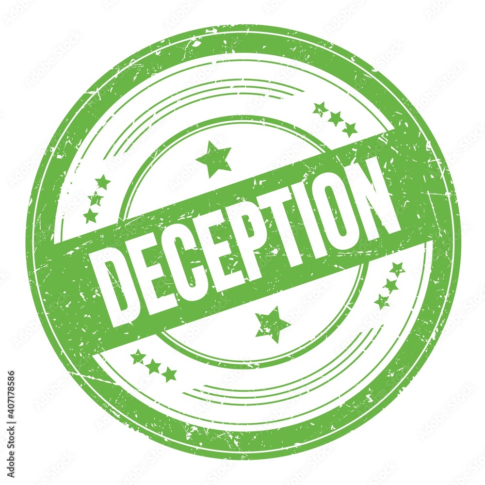 DECEPTION text on green round grungy stamp. DECEPTION text on green round grungy stamp.