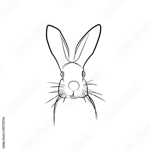 Rabbit in one line. Black line vector illustration on white background