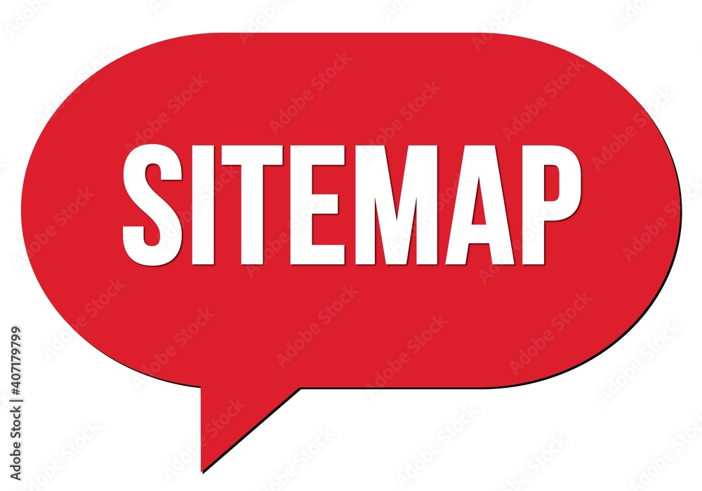 SITEMAP text written in a red speech bubble SITEMAP text written in a red speech bubble