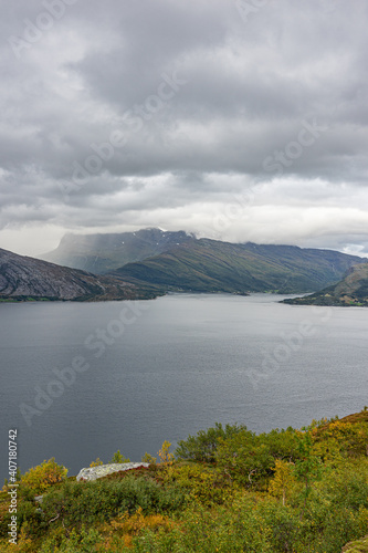 Fjord landscape with extrem weather conditions