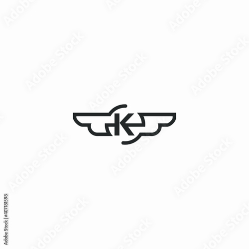 Initial letter K logo and wings symbol. Wings design element  initial Letter K logo Icon  Initial Logo Template