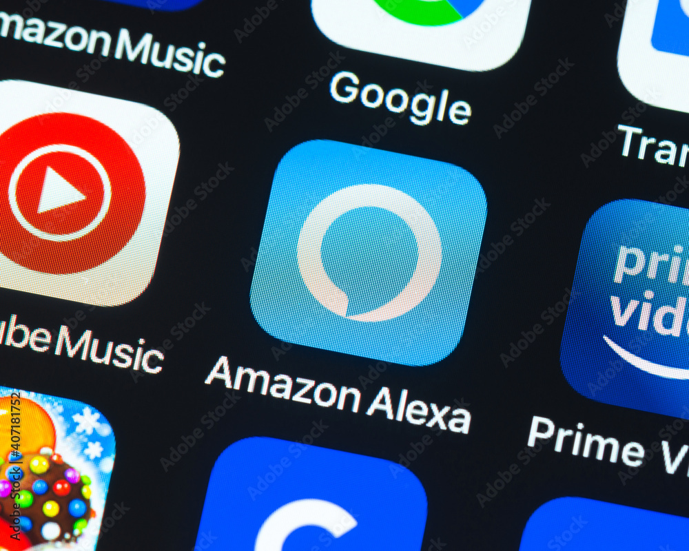 BAYONNE, FRANCE - CIRCA JANUARY 2021: Amazon Alexa app icon on Apple iPhone  screen. Amazon Alexa is a virtual assistant AI technology developed by  Amazon. foto de Stock | Adobe Stock
