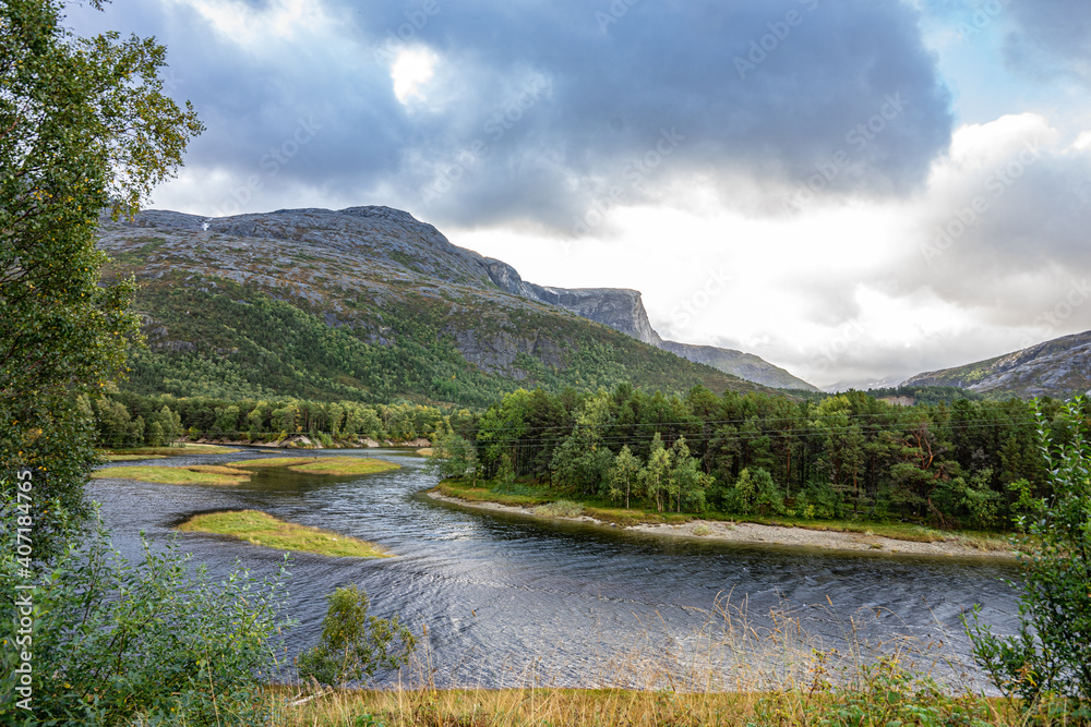 Landscape at a river in north Norway