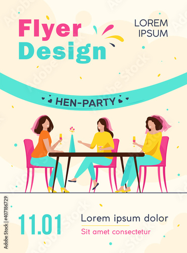 Happy woman having fun at hen party. Bride, friend, cocktail flat vector illustration. Marriage and celebration concept for banner, website design or landing web page