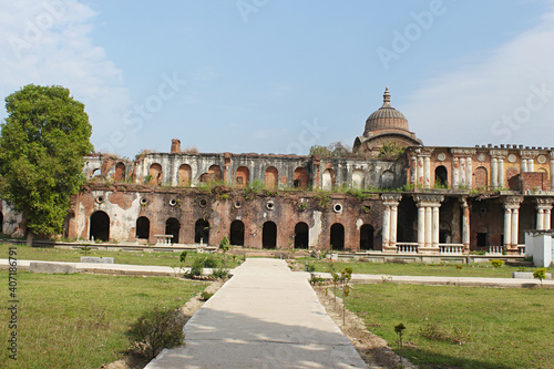 Damaged wall of Rajnagar palace complex Rajnagar, Bihar, india.