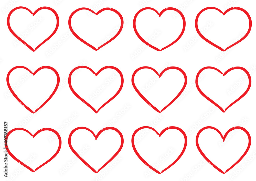 Hand-drawn heart outlines Hand-drawn heart outlines