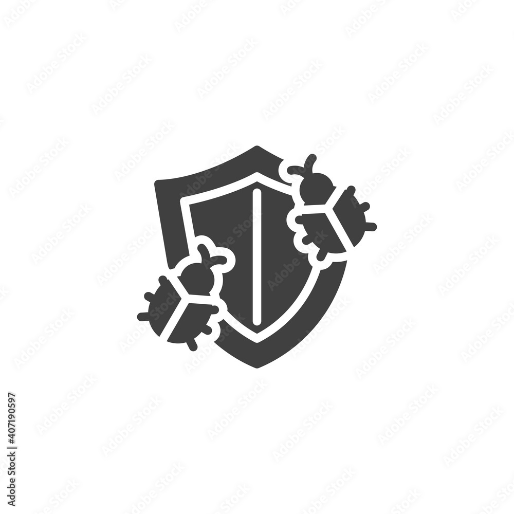 Virus protection vector icon. filled flat sign for mobile concept and web design. Security shield and virus bug glyph icon. Symbol, logo illustration. Vector graphics Virus protection vector icon. filled flat sign for mobile concept and web design. Security shield and virus bug glyph icon. Symbol, logo illustration. Vector graphics