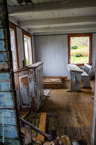 Old expired school house from inside