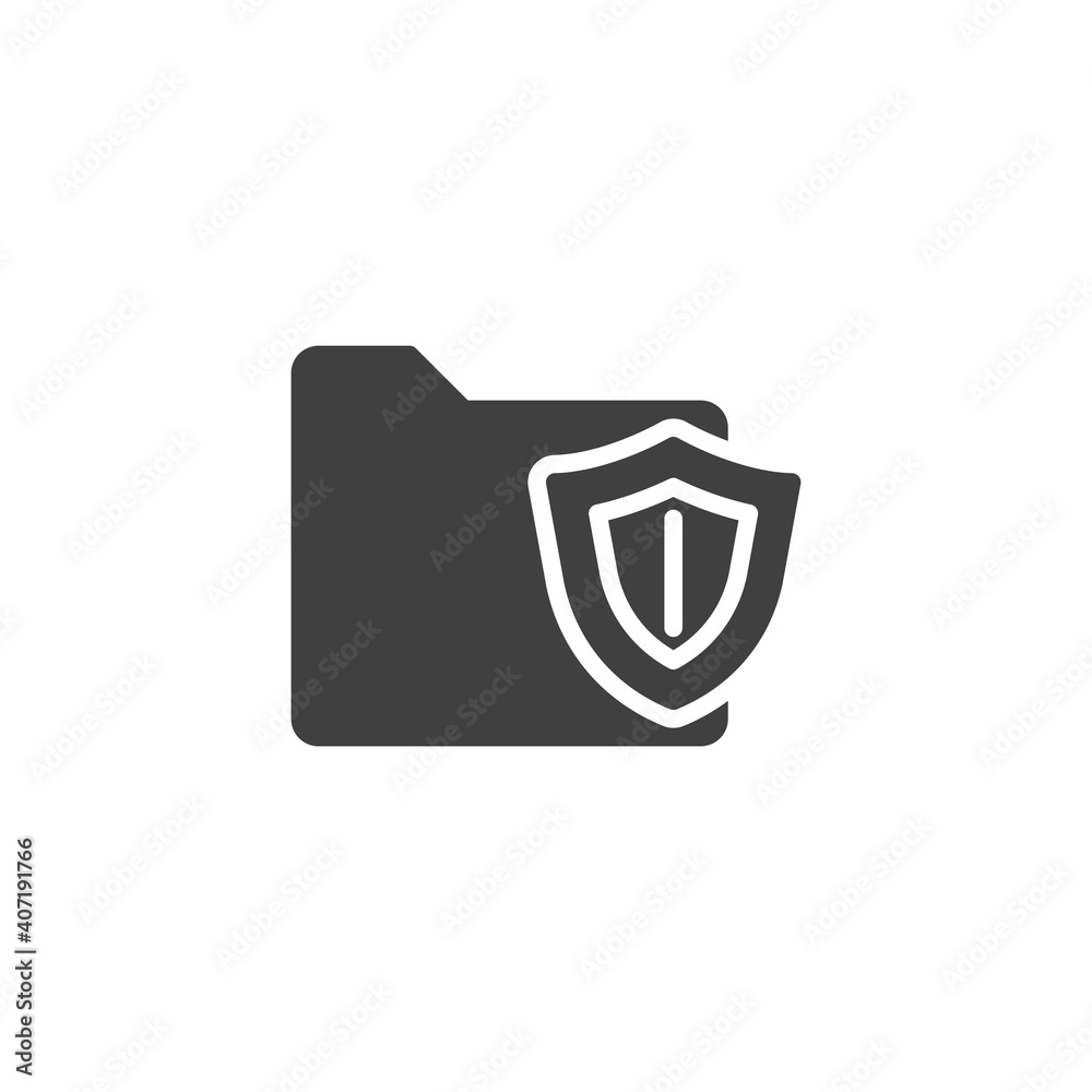 File folder protection vector icon. filled flat sign for mobile concept and web design. Document folder with security shield glyph icon. Symbol, logo illustration. Vector graphics File folder protection vector icon. filled flat sign for mobile concept and web design. Document folder with security shield glyph icon. Symbol, logo illustration. Vector graphics