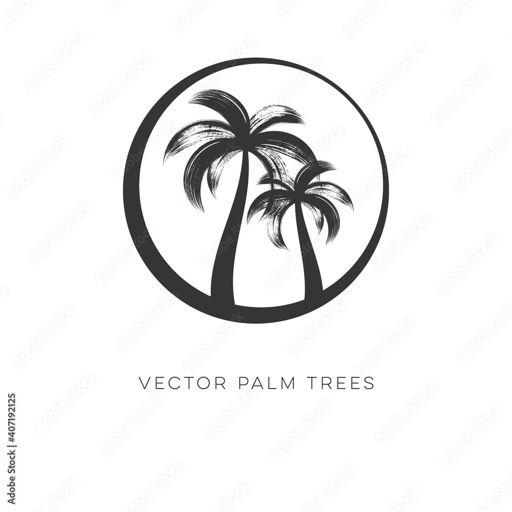 Creative vector palm trees logo design template isolated