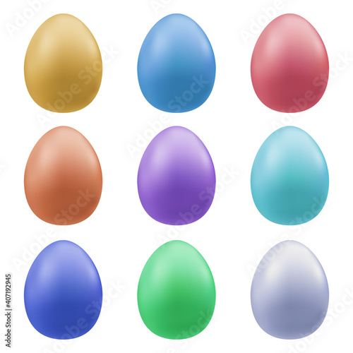 A set of multi-colored vector Easter eggs. Easter holiday