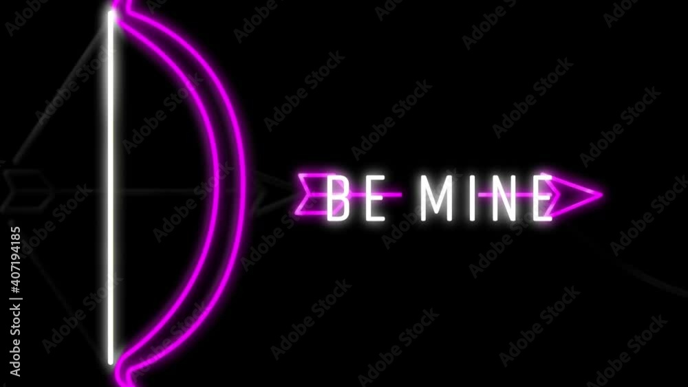 Animation of Be Mine in neon and a bow and arrow Animation of Be Mine in neon and a bow and arrow