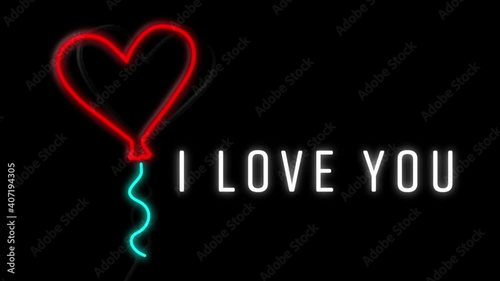 Animation of I Love You in neon on black background