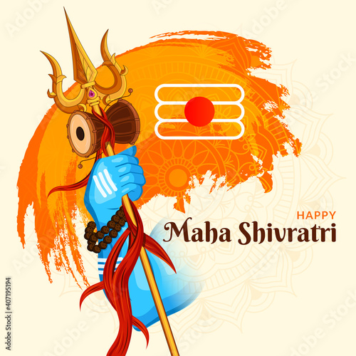 Lord Shiva Holding his Trishula, Happy Mahashiv Ratri background 