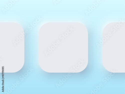 Application Realistic Apple Icon Blank Template on Blue Background.