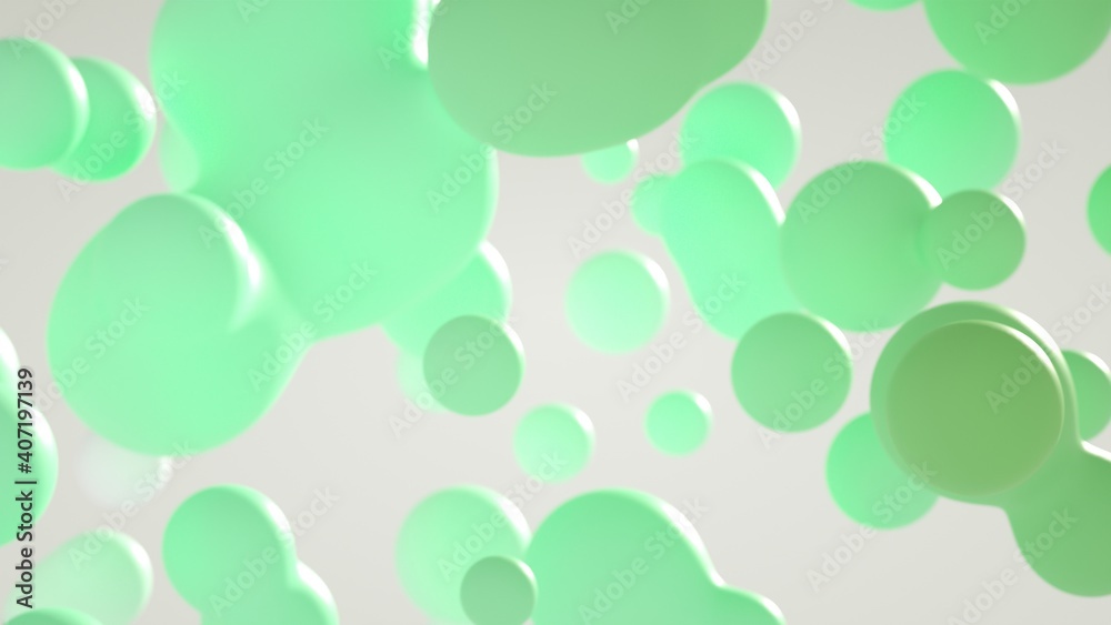 Abstract blobs bubbles with light green colors