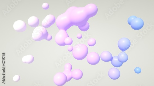 Obraz na płótnie Abstract blobs bubbles with light purple pink colors w salonie