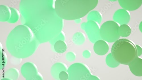 Obraz na płótnie Abstract blobs bubbles with light green colors w salonie