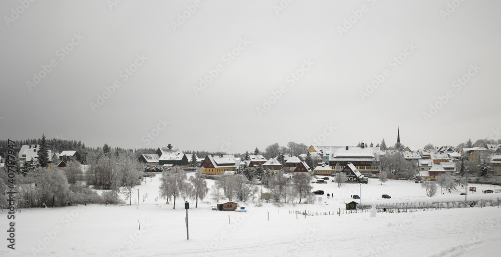 Fototapeta premium Stadtpanormama - Altenberg im Winter