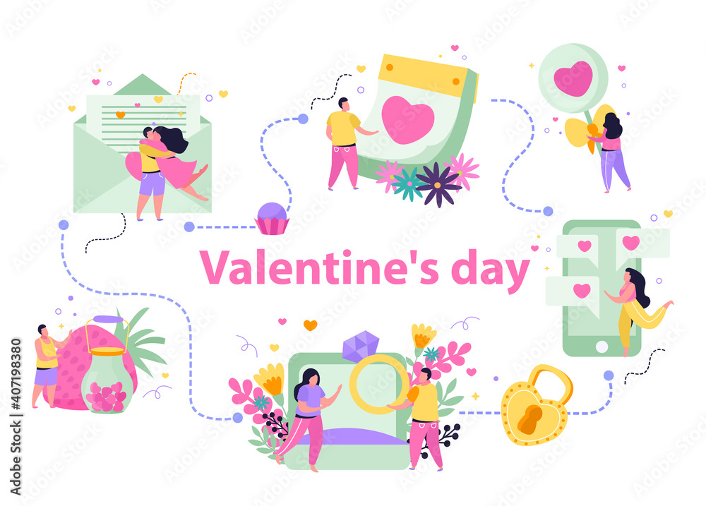 Valentines Day Flat Flowchart Valentines Day Flat Flowchart