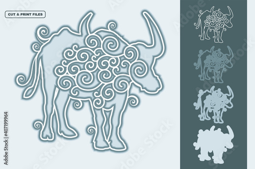 Buffalo Vector 3D Layered Eps 10