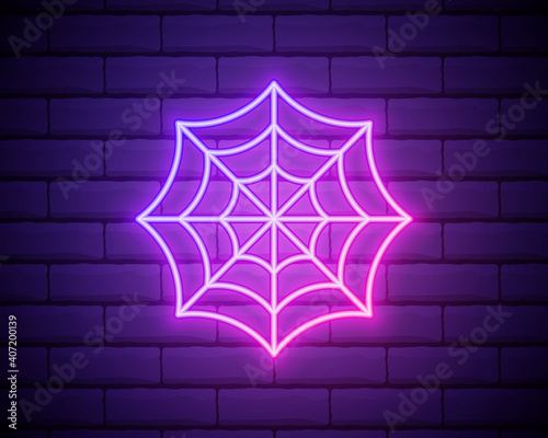 Spider web neon icon. Elements of Halloween set. Simple icon for websites, web design, mobile app, info graphics