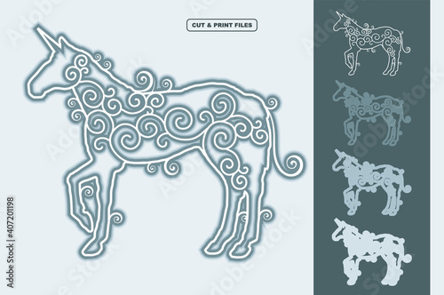 Unicorn Vector 3D Layered Eps 10