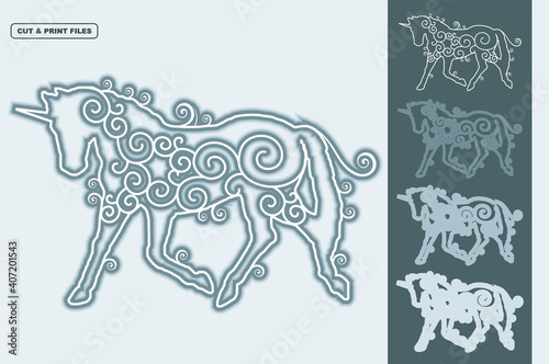 Unicorn Vector 3D Layered Eps 10